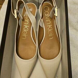 Calvin Klein Slingback Natural Kitten Heel 9M